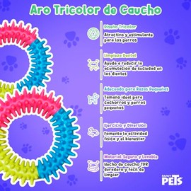 Fancy Pets Juguete Aro Tricolor de Caucho para Perros Chicos 11 cm, Tricolor  Entretenimiento y Cuidado Dental                                        