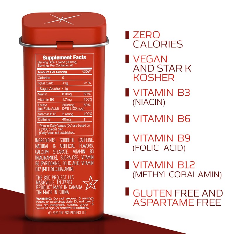 Viter Energy Caffeine Mints (120 Pieces) - 40mg Caffeine, Sugar