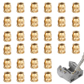 Nouiseuns 1/4''-20 Threaded Inserts – 32PCS Brass Heat Set Inserts for 3D Printing, Plastic Parts, Repair and Assembly (1/4"-20x10x8)