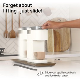 Ibyx Elegant Sliding Tray for Your Coffee Maker & Heavy Kitchen Appliances - Sturdy, Slides Easily from Under The Cabinet (Brown, 7.5”W x 14.5”D)