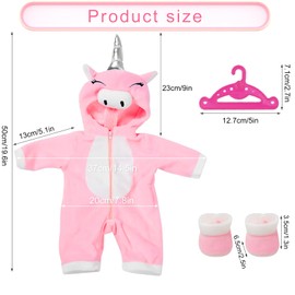 Clothing Outfits for Baby Dolls, Unicorn Doll Clothes, Unicorn Bodysuit + Sock + Hanger, Doll Clothes Baby Born, for Baby Dolls 35-45 cm, Baby Doll Accessories, Gifts for Girls Boys