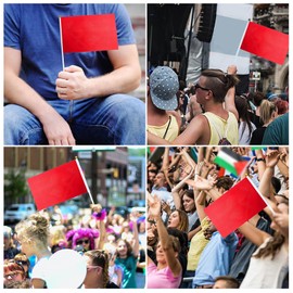 Mini Flag, Hand-Held Small Flag, Mini Flag with Pole, Lightfast and Vibrant Colours, Flag with Pole and Spear Tip, 12 Pieces (Red)