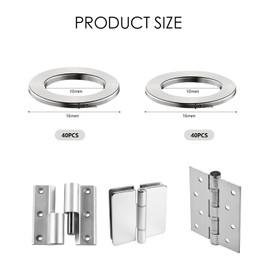 80 Stück Fitschenringe Zimmertüren, M10*16 * 1.2mm & 1.5mm Unterlegscheiben Türscharnier, M10 Tür Unterlegscheiben Edelstahl,Fitschenringe Für Standard Zimmertüren Montageringe