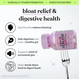 Lemme Debloat 3-in-1 Prebiotic, Probiotic & Digestive Enzyme Capsules for Bloating & Gas Relief - 2 Clinically Studied Probiotics w/5 Digestive Enzyme