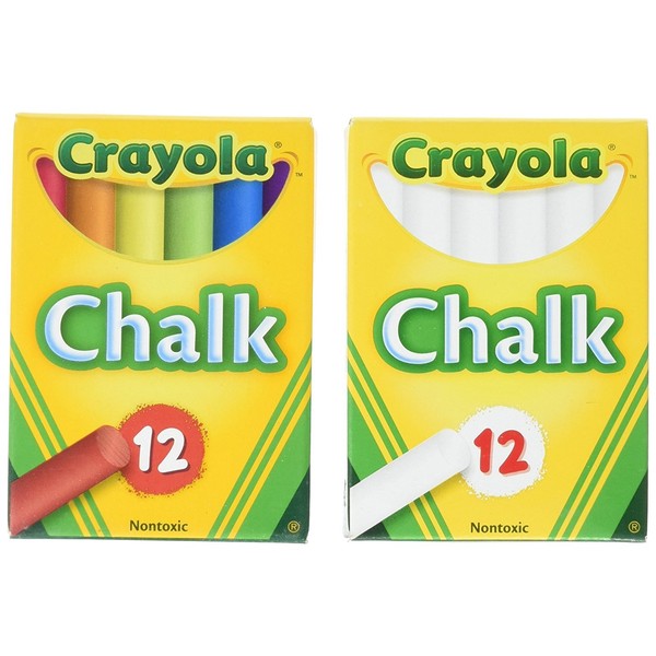 Crayola Crayola Non-Toxic White Chalk(12 ct box)and Colored Chalk(12 ct