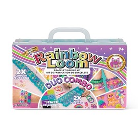 BANDAI – Rainbow Loom Duo Combo – Kit creativo per la realizzazione di braccialetti – Telaio con 4000 elastici – Gioielli Happy Loom inclusi – Giocattolo per bambini dai 7 anni in su – CD0104