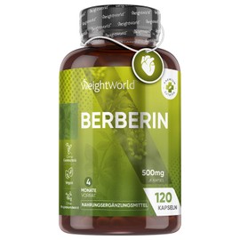 WeightWorld Berberine Capsules - 4-Month Supply - 120 Vegan Capsules - From Berberis Vulgaris - No Magnesium Stearate - By WeightWorld