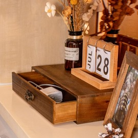 BONNY DODO Wooden Drawers Organizer Soild Desktop Drawer Storage Box Organizer With Drawers, Office Organization for Countertop Table To Store Mail, Phone, Suppliers, Glasses (Wood)