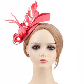 DRESHOW Fascinators Royal Banquet Ribbons Feathers Headwear Cocktail Tea Party Wedding Church Bridal Hat for Women & Girls