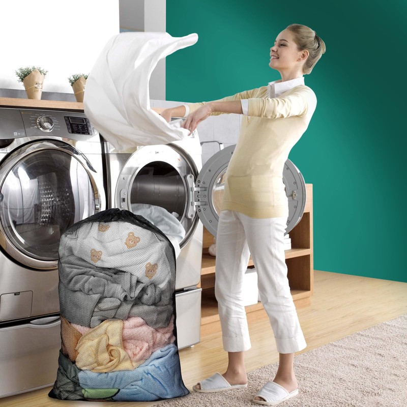2 Pack Extra Large Mesh Laundry Bag with Drawstring, 23.6×35.4inch