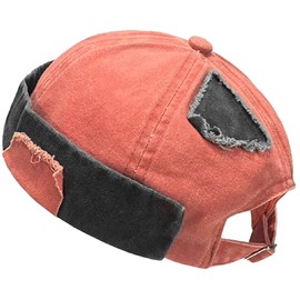LXOrdora Mens Sailor Hats Brimless Denim Docker Caps Beanie Orange