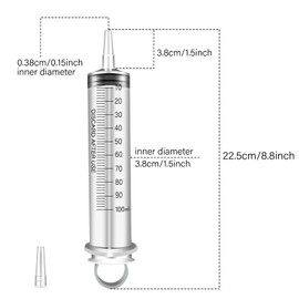 YMACL3pack 100ml Large Syringes for Scientific Labs,Garden Watering,Refilling,Oil Rinsing Plaint,Pet Feeding,Measuring,without Needle with Cap