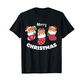 Cute Red Pandas In Christmas Stockings For Christmas Red T-Shirt