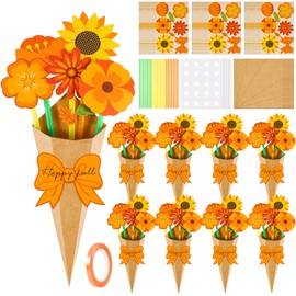 48Pcs Fall Crafts for Kids Adults Flower Bouquet Craft Kit for Autumn Thanksgiving Gifts Crafts DIY Ornaments Make Your Own Flower Bouquet for School Classroom Home Fun Activities