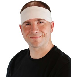 Martial Arts Style Jumbo Reversible Headband - White - 100% Cotton Self Tie Headband with Square Ends. Made in The USA!