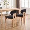 Modern Black Chenile Upholstered Solid Wood Dining Room Chair Set