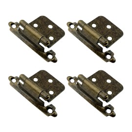 INCREWAY Overlay Cabinet Hinge, 4PCS Cupboard Door Hinge Concealed Wardrobe Door Hinge Self Closing Flush Cabinet Door Inset Hinge, Bronze