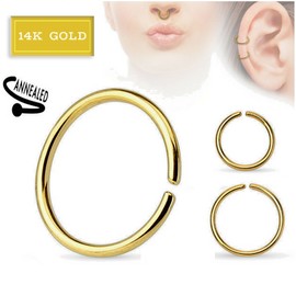 Unbranded STAMPED 14K 20G 5/16" GOLD BEND HOOP RING EAR NOSE LIP CARTILAGE HELIX JEWELRY
