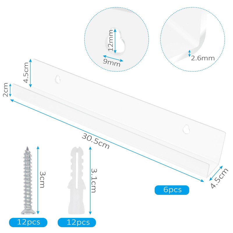 Baxcdyswe Pack of 6 Vinyl Record Wall Brackets, 30.5 x