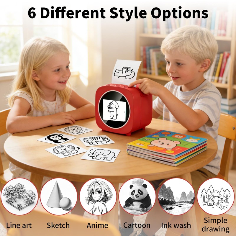 LENGTOUQ AI Voice-Powered Sticker Maker for Kids, Smart Mini Thermal