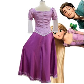 Hotcostyle Tangled Purple Dress Rapunzel Cosplay Costume Princess Lepe Dress Purple Magic Dress
