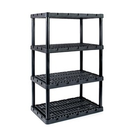 Gracious Living XL Storage Shelving, Heavy-Duty Knect-A-Shelf, 4 Shelves, Black