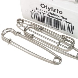 Otylzto 22PCS 3Inch Heavy Duty Stainless Steel Safety Pins for Blankets,No Rust