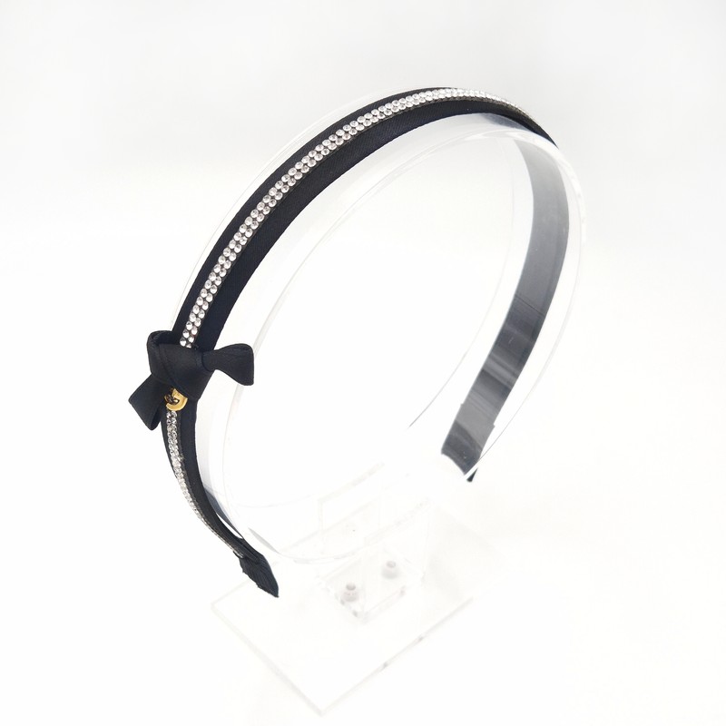 (2 types) Burnaby Slim Black Cubic Ribbon Hairband Gold /