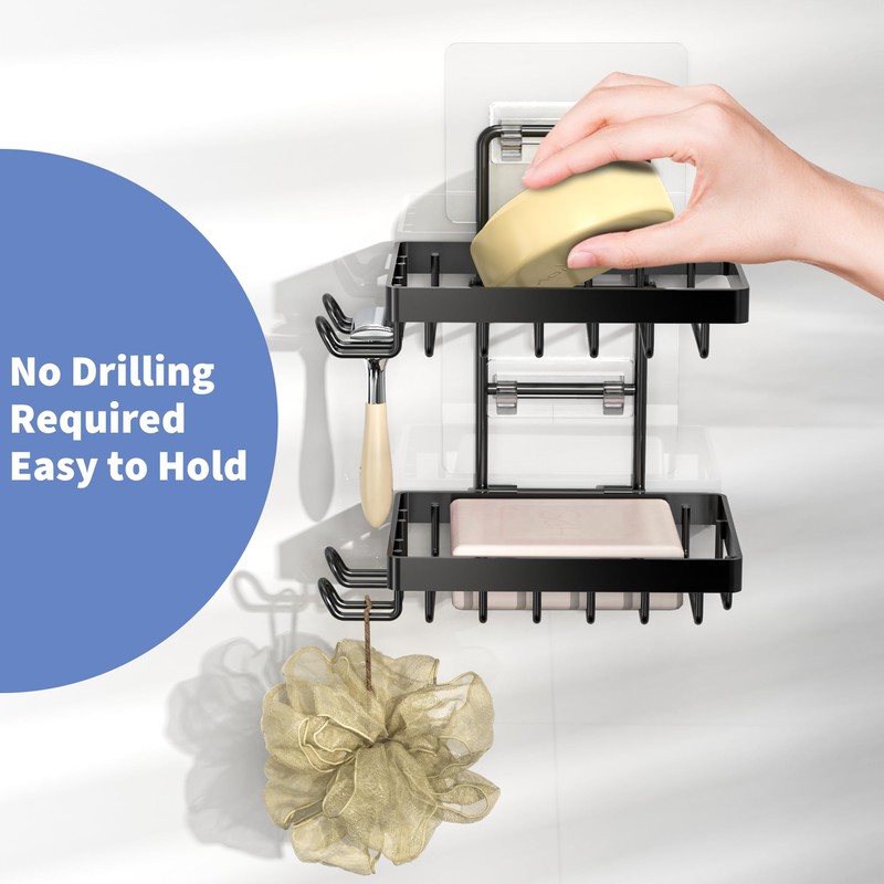 Moforoco Double Soap Bar Holder for Shower, No Drilling, 304
