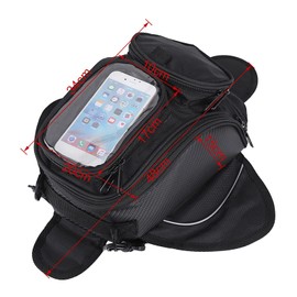 Magnetic Motorcycle Tank Bag, Waterproof Oxford Black Motorbike Bag, Universal Motorbike Tank Bag Travel Outdoor Sport Bag Luggage, Strong Magnetic Bag Universal with Transparent Pocket