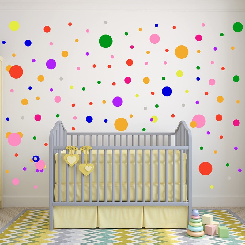 148 Pieces Rainbow Polka Dot Wall Decals Set Peel and