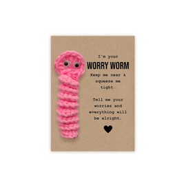 Worry Worm, Mental Health, Positivity Gift, Thinking of You, Pocket Hug, Worry, anxiety, Sensory, Fidget, Comfort, Stress Relief Gift (Pink)