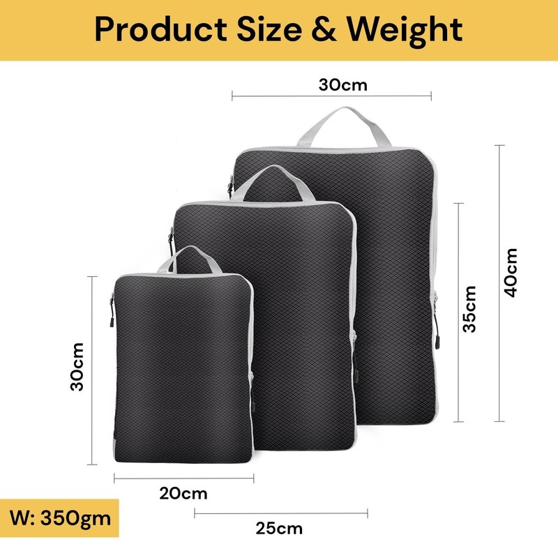 Spendeal 3PCS Compression Packing Cubes For Travel Packing Organisers Vacation