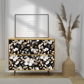 Wookmmy Vintage Dark Black Floral Peel and Stick Wallpaper Modern Botanical Flower Waterproof Removable Self Adhesive Vinyl Contact Wall Paper for Farmhouse Bathroom 17.7" X 124" Roll