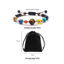 MAXQUU 1 Braided Beaded Strap 1 Piece Storage Bag, Adjustable Galaxy Stone Beads Braided Bracelet, Planet Bracelet, Planet Bracelet, Stone Bead Bracelet, Boys Wristband.