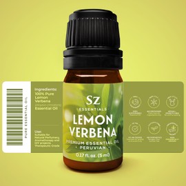 Sz Essentials Lemon Verbena Essential Oil – 100% Pure & Natural, Grown in The High-Altitude Andes – Sweet, Citrusy, Uplifting Scent – Aromatherapy, Home Use – Therapeutic Grade & Vegan – 5 mL