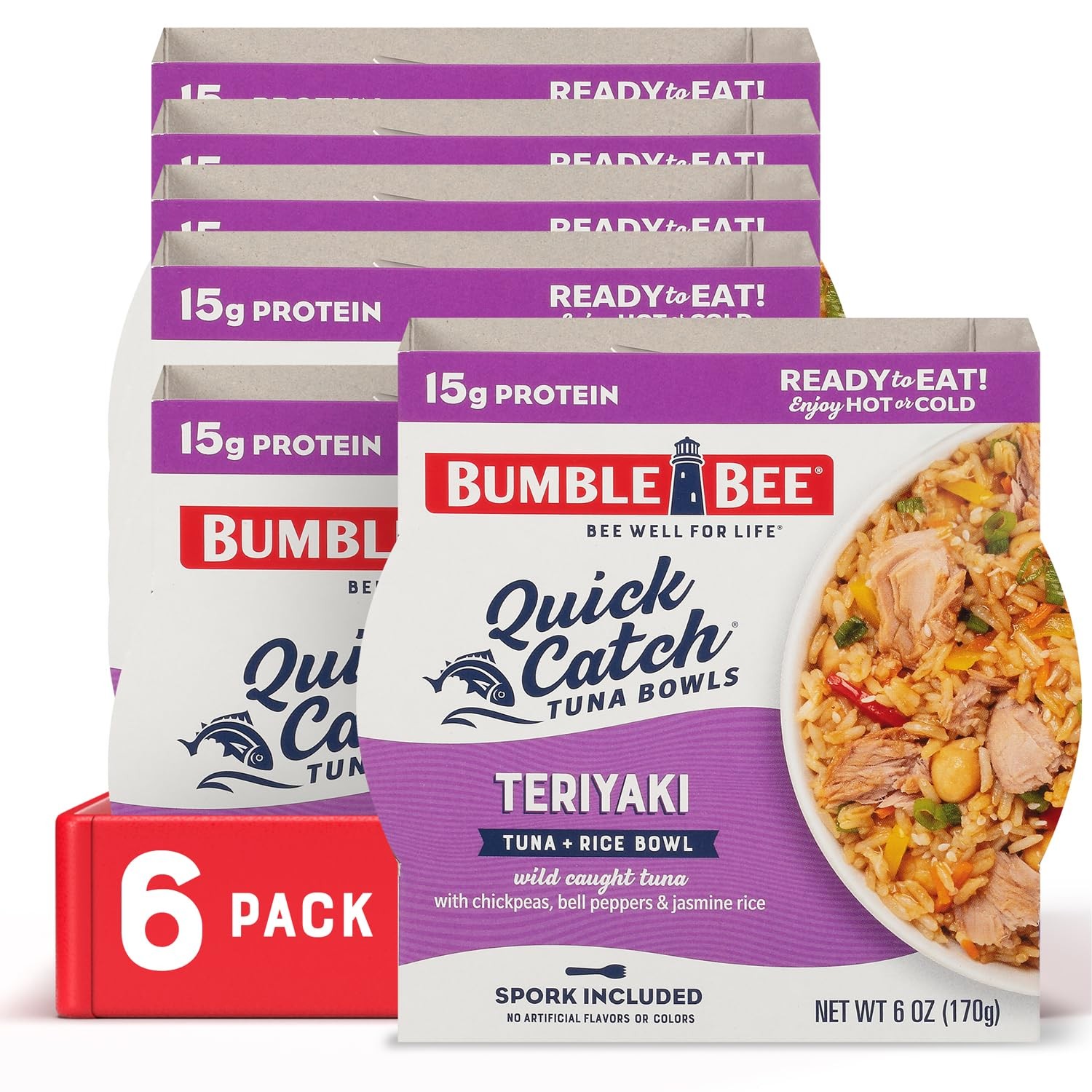 Bumble Bee Quick Catch Teriyaki Tuna & Rice Bowl, 6 oz (Pack of 6 ...