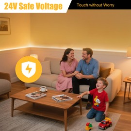 COB LED Strip 5 m, Warm White with RF Remote Control, 320 LEDs/M, High Density, 8 mm Width, for Undermount TV, Kitchen, Living Room, DIY