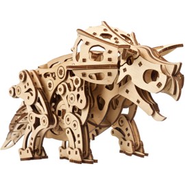 UGEARS Triceratops Dinosaur Wooden Model Kit - 3D Wooden Puzzle for Adults - 1:32 Scale Mechanical Wooden Dinosaur Model - DIY Dinosaur 3D Puzzle with Lifelike Walk