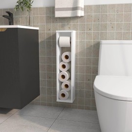 TREATLIFE HOME Elegant White Wall-Mounted Toilet Paper Holder, Modern Design, Simple Installation, Space-Saving Solution