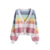 SweatyRocks Women's Color Block V Neck Button Front Knit Cardigan