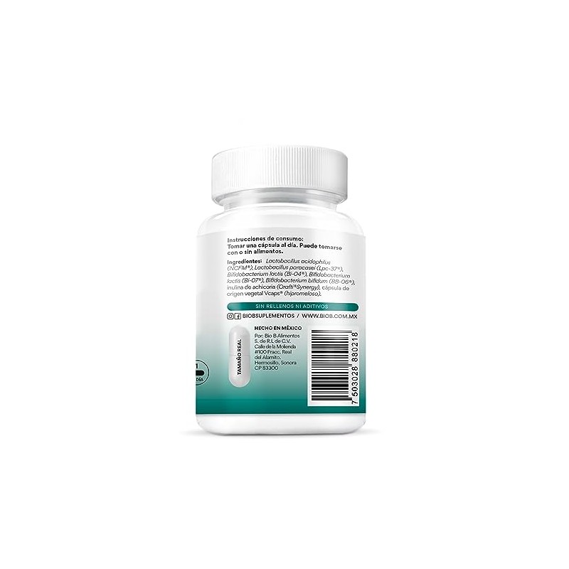 BIO B Probióticos 100 Billones UFC Prebióticos 30 Cáps