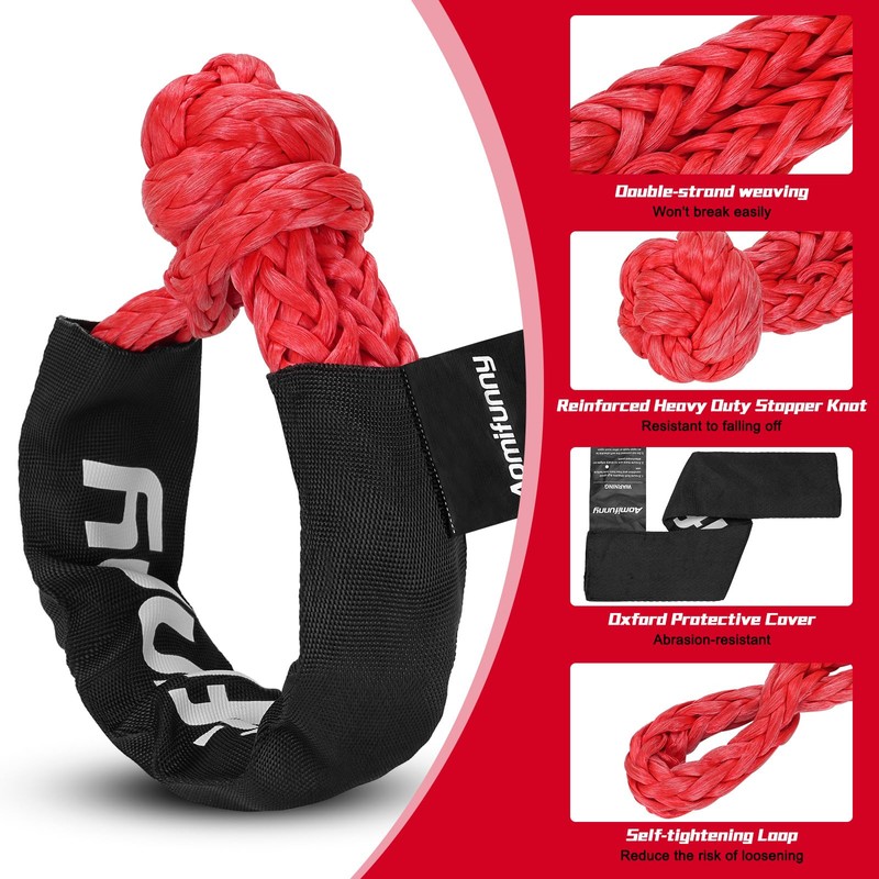 Aomifunny Synthetic Soft Shackle Rope, 2-Pack 1/2in x 22in, 56000