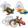 Permulaan 3PCS 3D Lifelike Animal Resin Molds - Turtle, Frog,