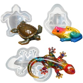Permulaan 3PCS 3D Lifelike Animal Resin Molds - Turtle, Frog, Lizard Silicone Molds for Epoxy Resin Casting, DIY Craft & Home Decor