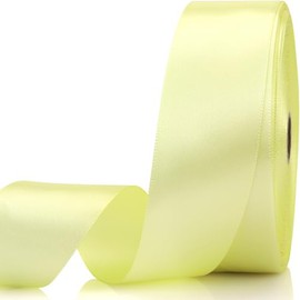 NISDOCF Rice Yellow Ribbon-1-1/2 Inch 60 Yards Rice Yellow Solid Satin Ribbon for Gift Wrapping,Craft Floral Bouquets,Wedding Party,Timeless Flower,Decoration Floral Hair,Balloons