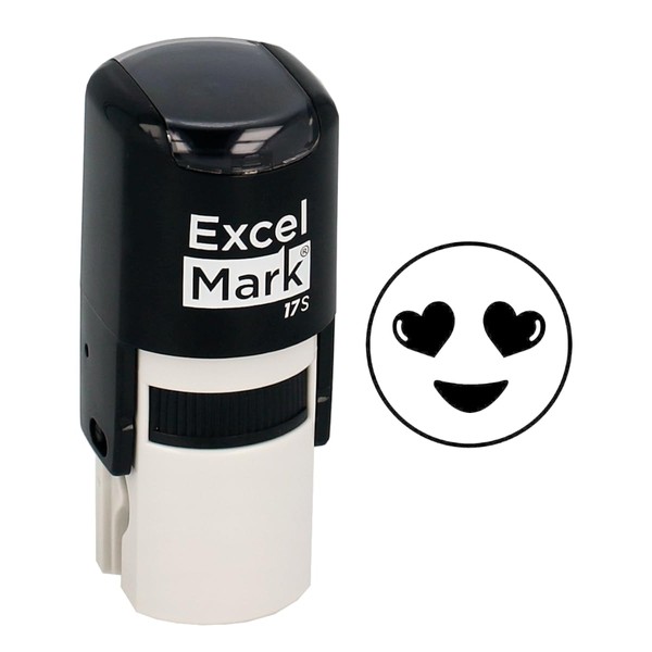 ExcelMark Round Teacher Emoji Stamp - Smiling Heart Eyes