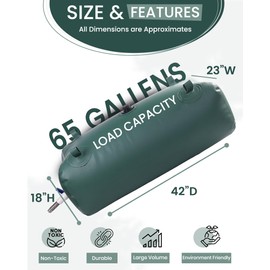 FoundGo 245L/65gal Water Storage Bladder Emergency Water Storage Tank, Large Capacity Water Containers, Portable Vinyl Water Storage Barrel with Valves&Overflow Kit,for Outdoor/Survival/RV/Garde