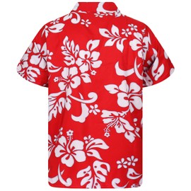 V.H.O. Men’s Funky Hawaiian Shirt | Short-Sleeved | Front Pocket | Hawaiian Print | Hibiscus Flowers, Floral Print - l