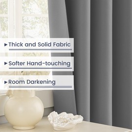 Phating - Cortinas opacas extralargas para oscurecer la habitación, cortinas de techo alto con ojales, cortinas de 2 pisos para sala de estar (1 panel, gris, 52 x 168 pulgadas)